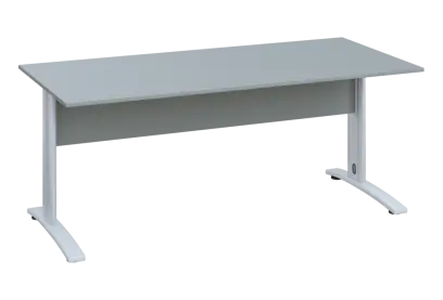 EPK 28 - 18 stůl kancelářský, kovová podnož bílá, deska 25 mm, široký 1800 mm, šedá